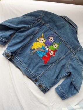 RARE Vintage Teletubbies 90s denim jacket 3T embroidered.